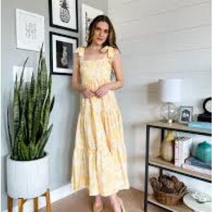 Chicwish Yellow Midi Dress with Bow Straps